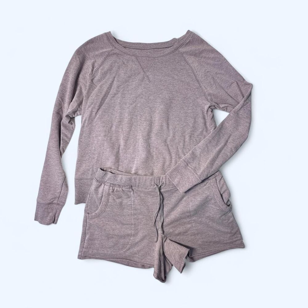 Gap Heather Mauve Sweatshirt & Shorts Two Piece Loungewear Set - Top S Bottom M